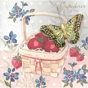 "Cherry Basket" Gratulerer, Sommerfugl-kort