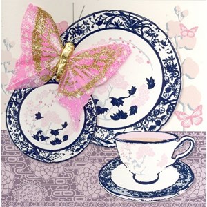 "Plates & Teacup" Sommerfugl-kort