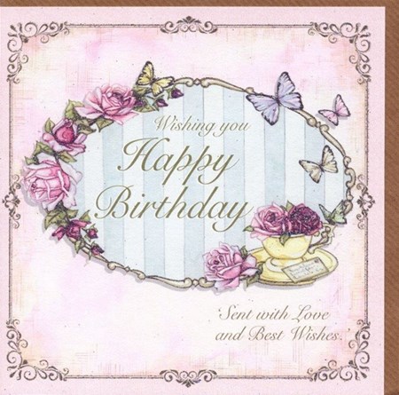 "Wishing You Happy Birthday - Rose in a Tea Cup{[quo