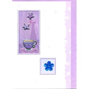 Lilje-kort, 3D, lilla kort m/tekopp
