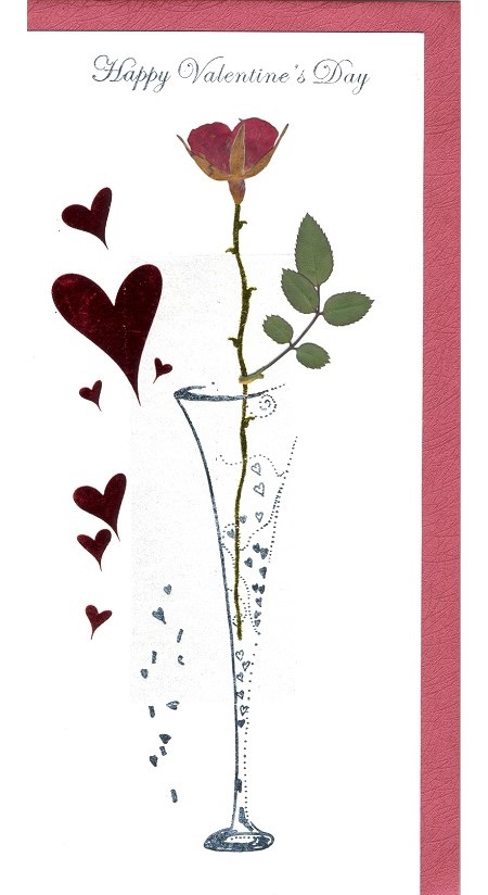 Real Flowers, "Happy Valentine's Day", Handmade Card