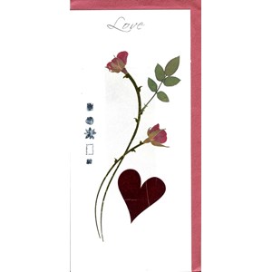 Real Flowers, "Love", Handmade Card