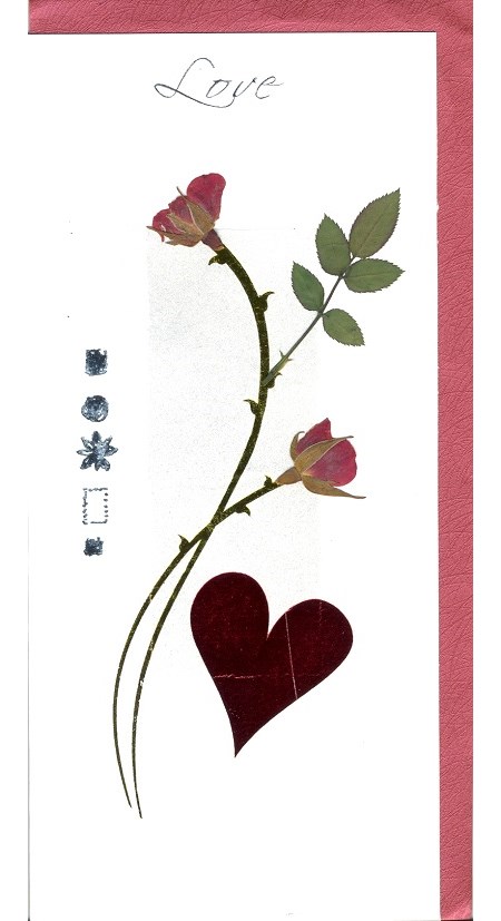 Real Flowers, "Love", Handmade Card