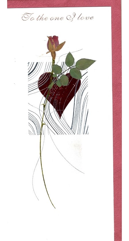 Real Flowers, "To the one I Love", Handmade Card