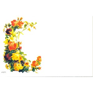 Visittkort, små, Orange blomster i ranke, pk.a 8 stk.