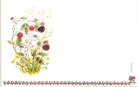 Visittkort, små, Bjørnebærblomster, pk.a 8 stk.