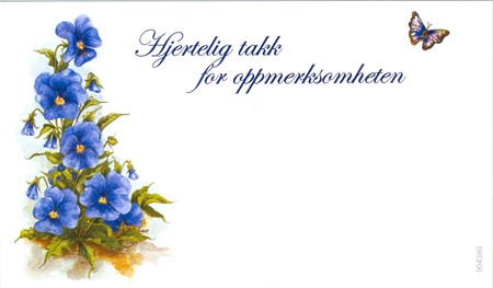 Visittkort, Hjertelig takk for oppmerksomheten, pk. a 8 stk.