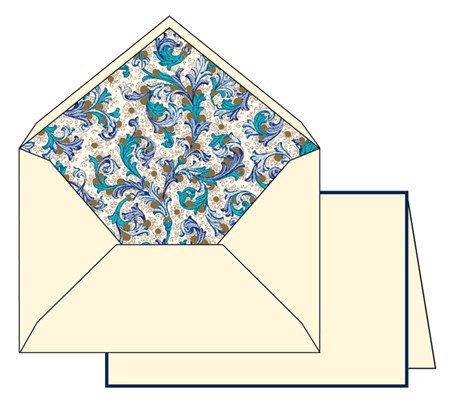 Kortpakke "Blue Pattern" 10/10, 8,5 x 13 cm