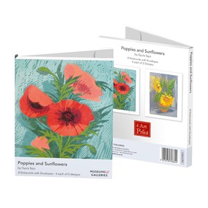 "Gyula Sajo - Poppies and Sunflowers" Rektangulære Notecards