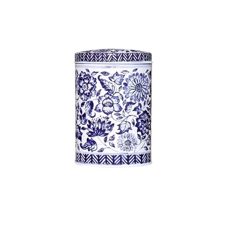 "Blue & White" Tall Oval Tin