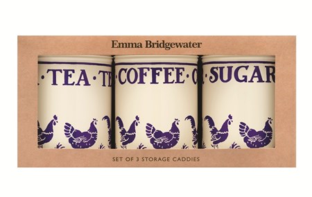 "Blue Hens - Emma Bridgewater" Set of 3 Caddies
