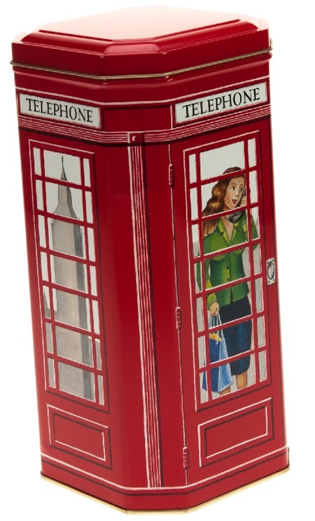 "Engelsk telefonkiosk" Kvadratisk metallboks