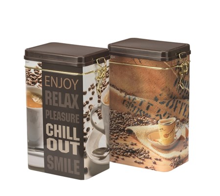 "Coffee" Rektangulær kaffeboks, 2 assortert