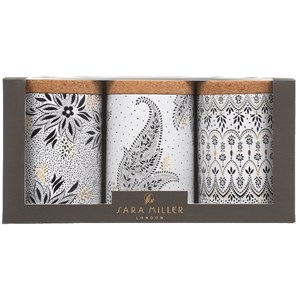"Sara Miller - Artisanne Noir" 3 Caddies with Cork Lids