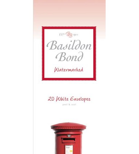 "Basildon Bond Watermarked", Konvolutter, medium, 20 stk hvi