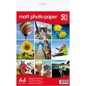 Fotopapir Matt 128 gram, 50 hvite ark