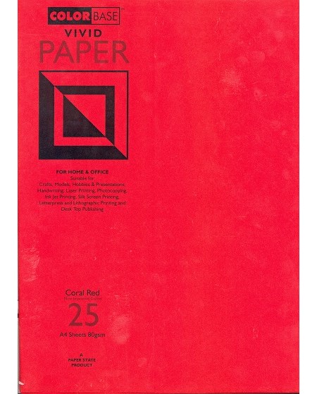 "Vivid Paper - Coral Red", A4, 80 gram, 25 ark