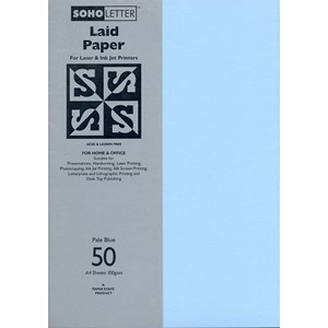 "Laid Paper - Pale Blue", A4, 100 gram, 50 ark