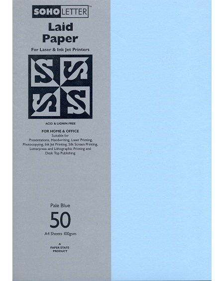 "Laid Paper - Pale Blue", A4, 100 gram, 50 ark