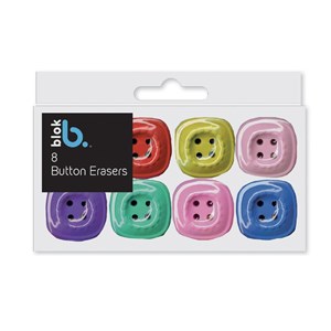"8 Button Erasers" Viskelær 8 stk assortert