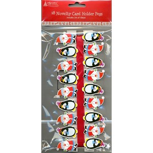"Santa/Penguin, 18 Novelty Card Holder Pegs"