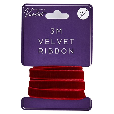 3 meter fløyelsbånd "Dark Red"