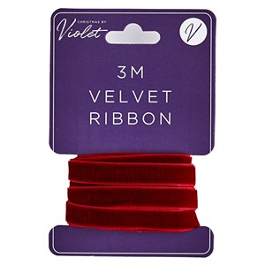 3 meter fløyelsbånd "Dark Red"