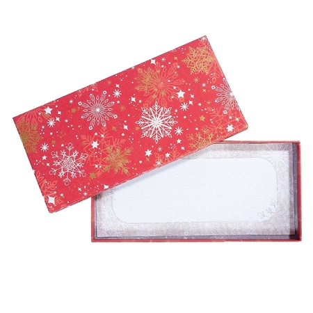 "Christmas Snowflakes" Rød gavekort-eske m/kort