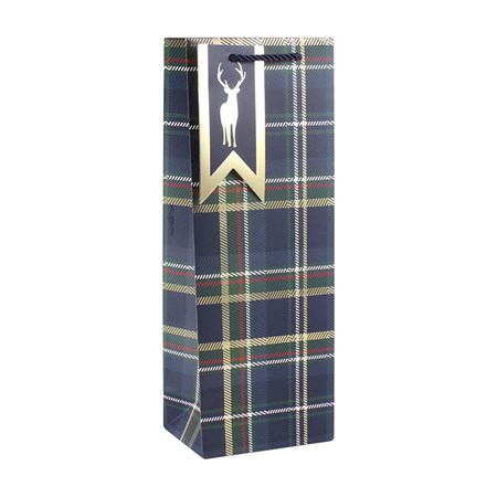 "Navy Tartan" Flaskepose champagne