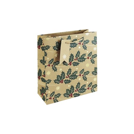 Gavepose "Kraft Holly" medium