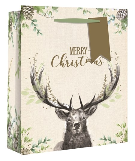 "Stag Merry Christmas" Gavepose X-large