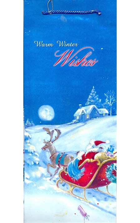 "Santa & Sleigh", Flaskepose blå