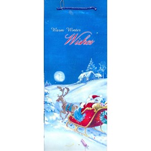 "Santa & Sleigh", Flaskepose blå