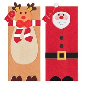 "Reindeer & Santa" Flaskepose, 2 ass m/topp
