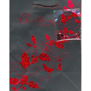 "Black/Red Holograhpic Holly", Gavepose medium
