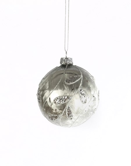 Julekule "Silver Leaf Glass Bauble" 8 cm
