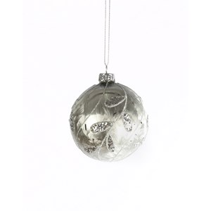 Julekule "Silver Leaf Glass Bauble" 8 cm