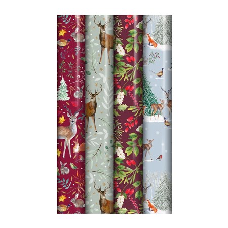 Julepapir "Woodland", 4 assortert, 4 meter x 0,70 meter (42)