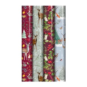 Julepapir "Woodland", 4 assortert, 4 meter x 0,70 meter (42)