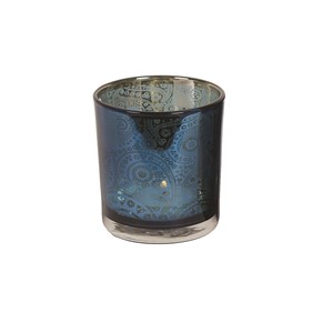 "Metallic Leaf Blue" Te-lys holder 8 cm
