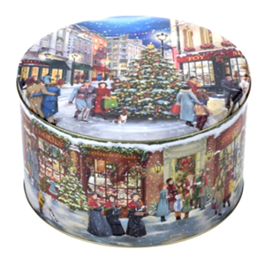"Christmas Shopping" Rund kake metallboks