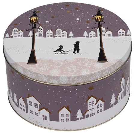 "Silent Night" Rund kakeboks m/preget lokk