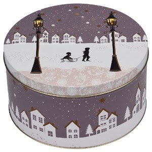 "Silent Night" Rund kakeboks m/preget lokk