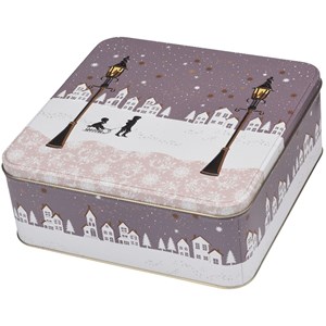 "Silent Night" Kvadratisk metalleske m/preget lokk
