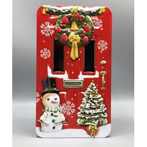 "Red Christmas Door" Large, metalleske med hengslet lokk