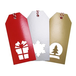 Pakkelapp "Die Cut" 12 stk, 3 assorterte