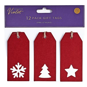 Pakkelapper "12 Pack Red Kraft Die Cut Gift Tags"