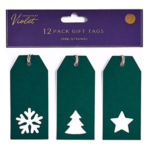 Pakkelapper "12 Pack Green Kraft Die Cut Gift Tags"