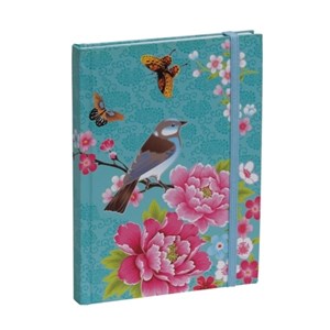 "Turquoise Floral & Bird" Skrivebok A6 ruter