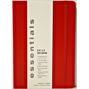 "Essentials" Large Red Ruled Notebook (A5)